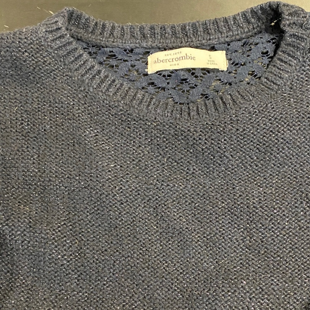 Abercrombie & Fitch Sparkly Navy Crewneck Sweater for kids